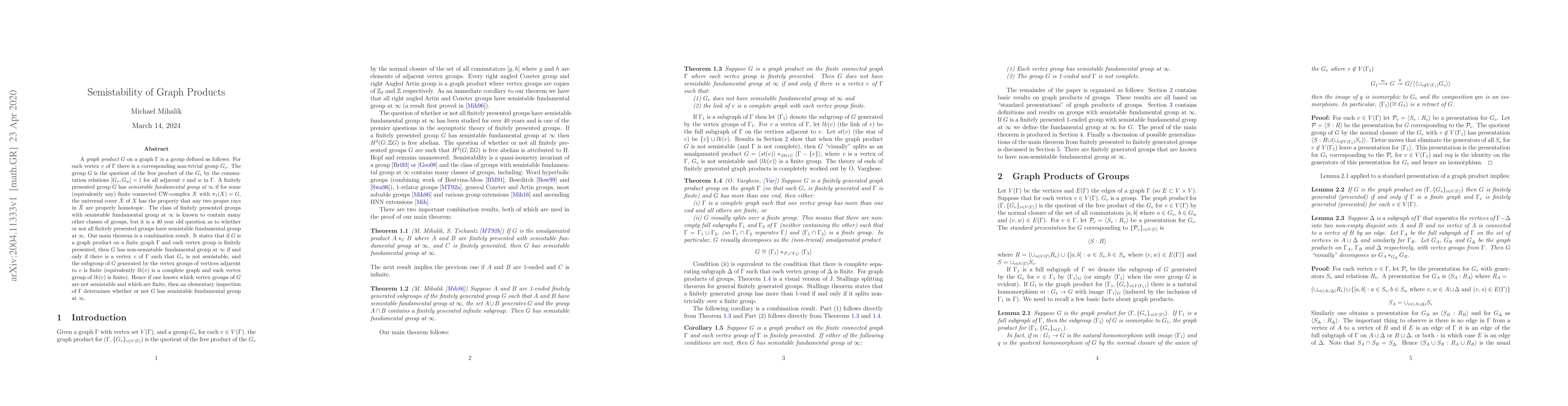 Thumbnail for Semistability of Graph Products