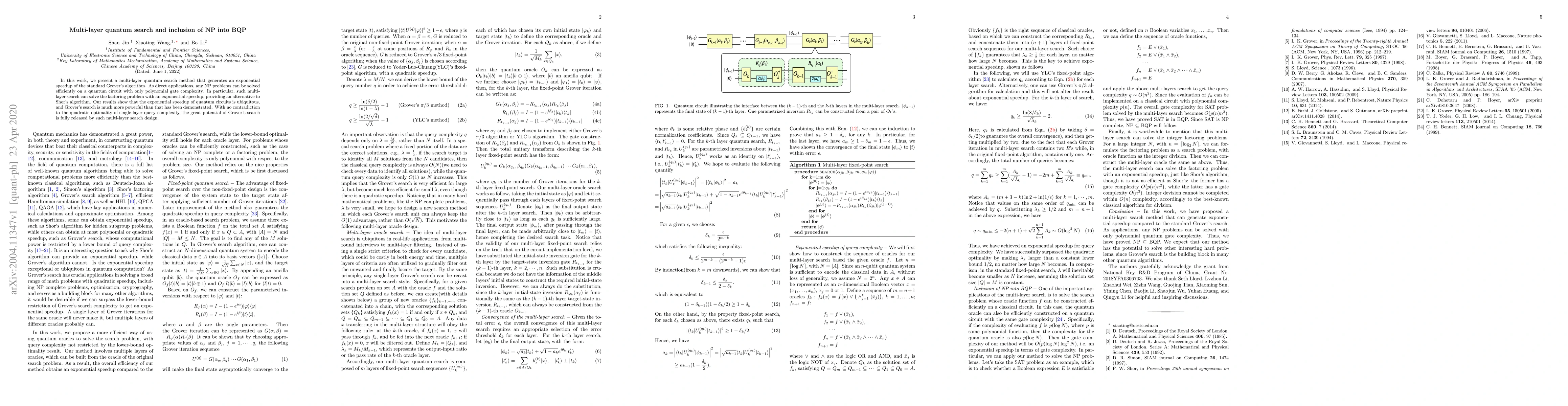 Thumbnail for Multi-layer quantum search and inclusion of NP into BQP