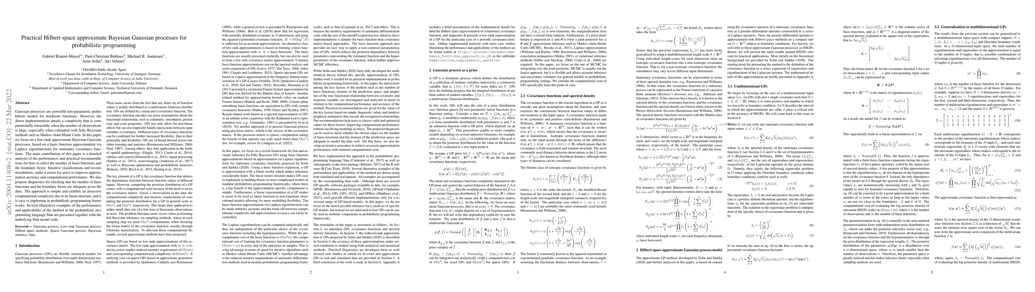 Thumbnail for Practical Hilbert space approximate Bayesian Gaussian processes for
  probabilistic programming