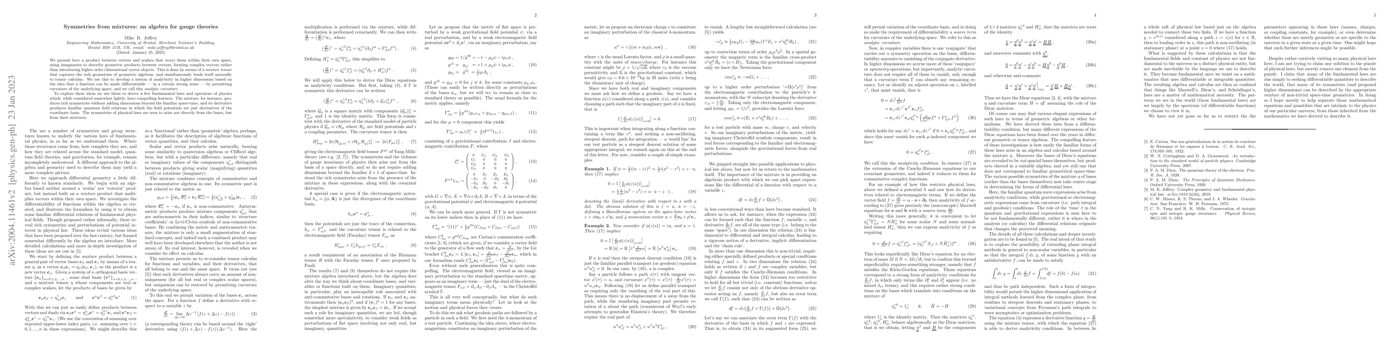 Thumbnail for Symmetries from mixtures: an algebra for gauge theories