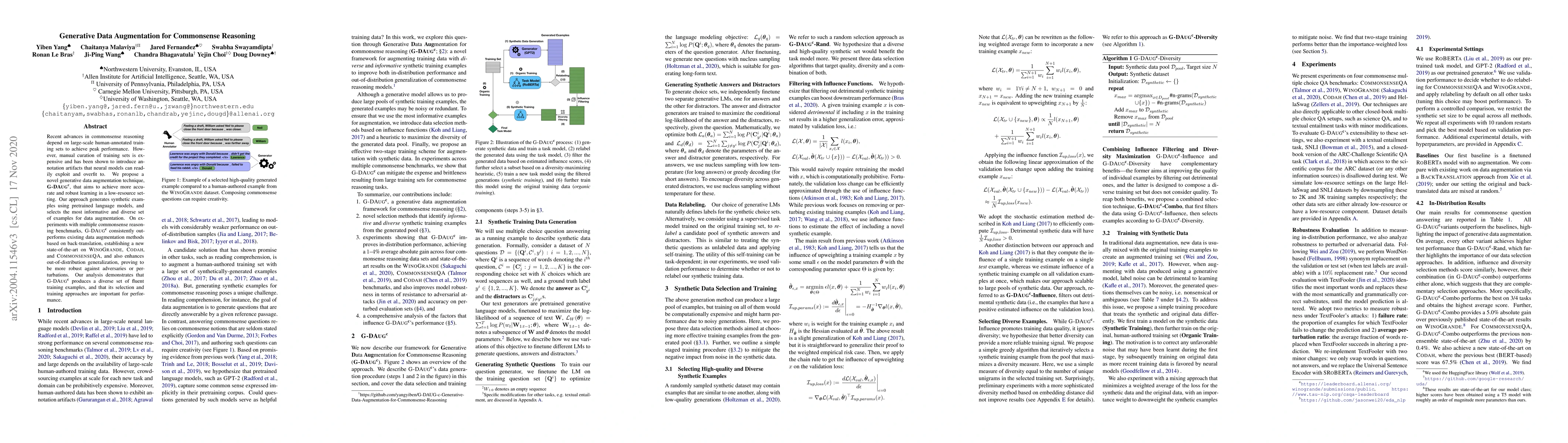 Thumbnail for Generative Data Augmentation for Commonsense Reasoning