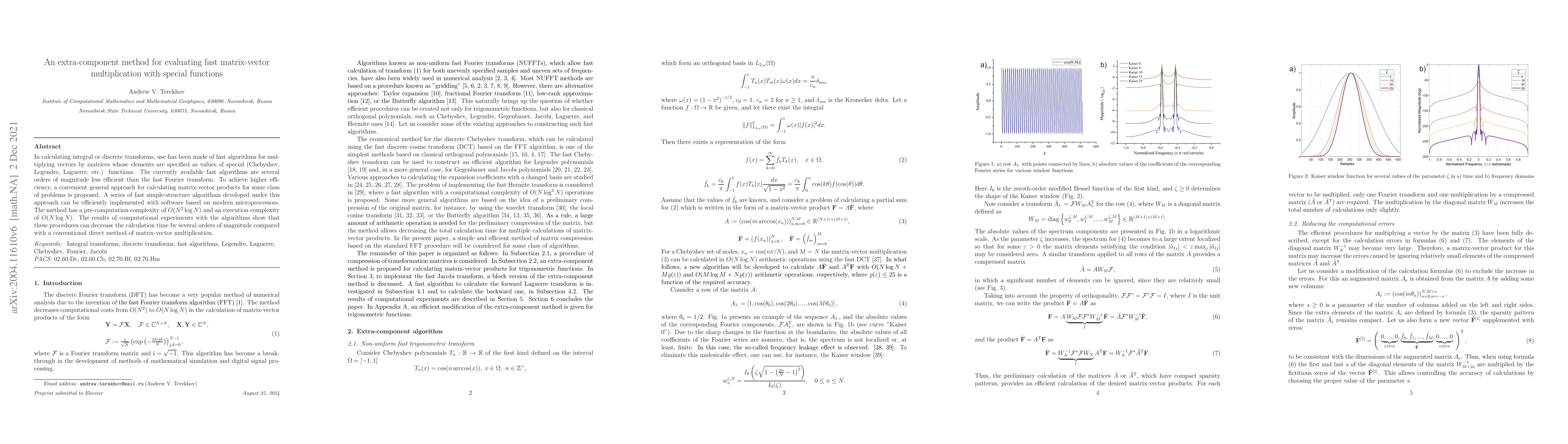 Thumbnail for An extra-components method for evaluating fast matrix-vector
  multiplication with special functions