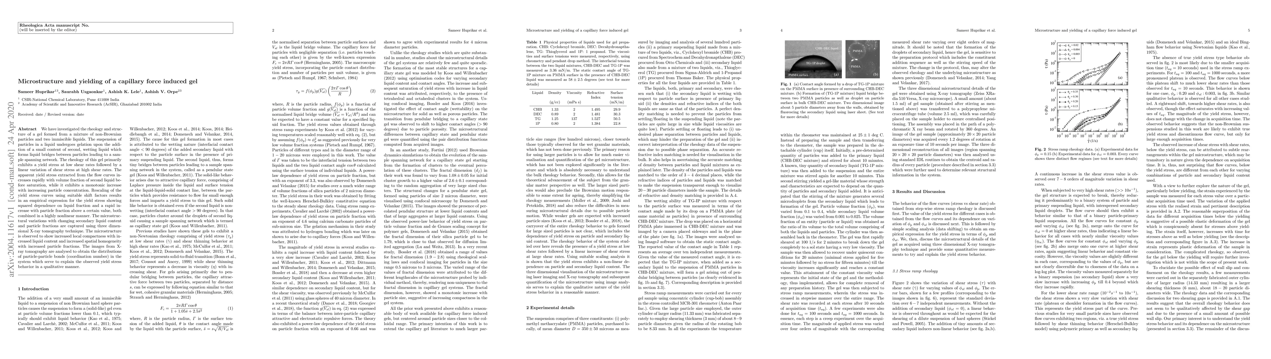 Thumbnail for Microstructure and yielding of capillary force induced gel