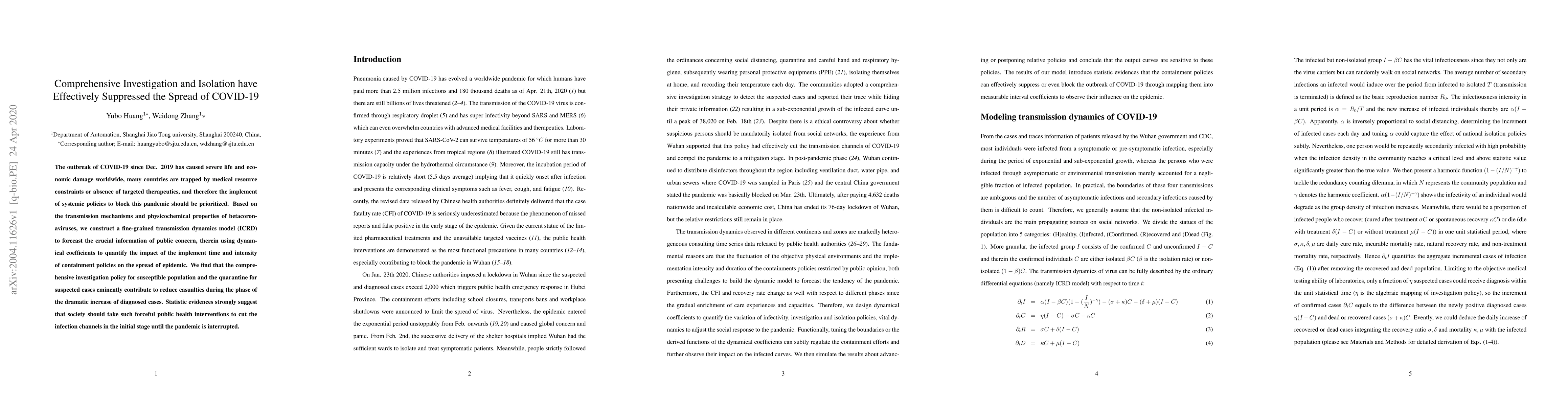 Thumbnail for Comprehensive Investigation and Isolation have Effectively Suppressed
  the Spread of COVID-19