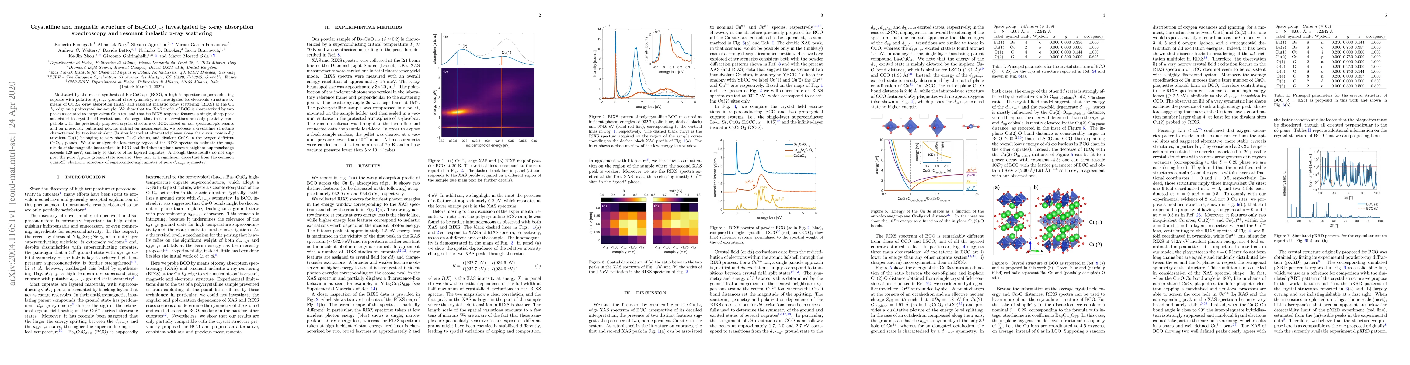 Thumbnail for Crystalline and magnetic structure of Ba2CuO3+{\delta} investigated by
  x-ray absorption spectroscopy and resonant inelastic x-ray scattering