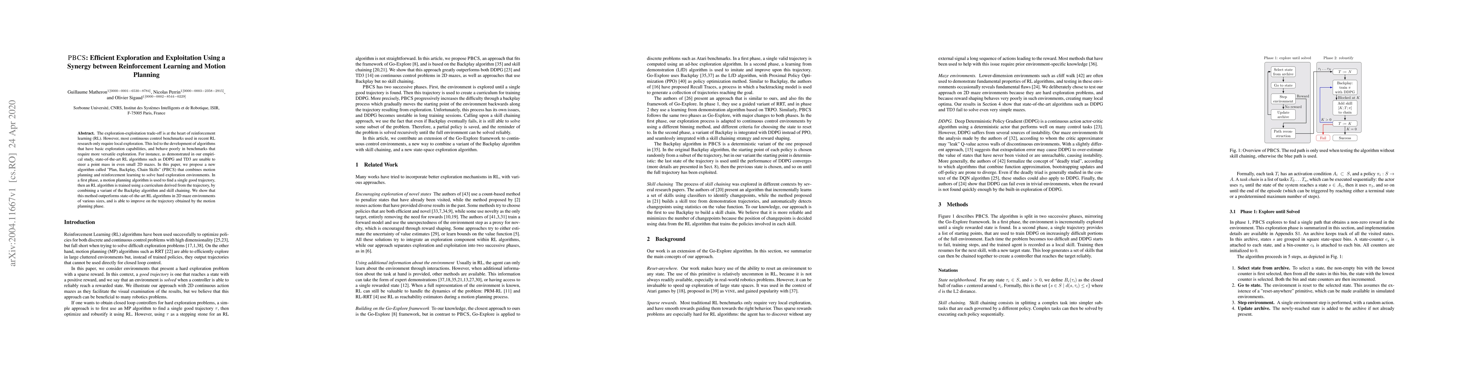 Thumbnail for PBCS : Efficient Exploration and Exploitation Using a Synergy between
  Reinforcement Learning and Motion Planning