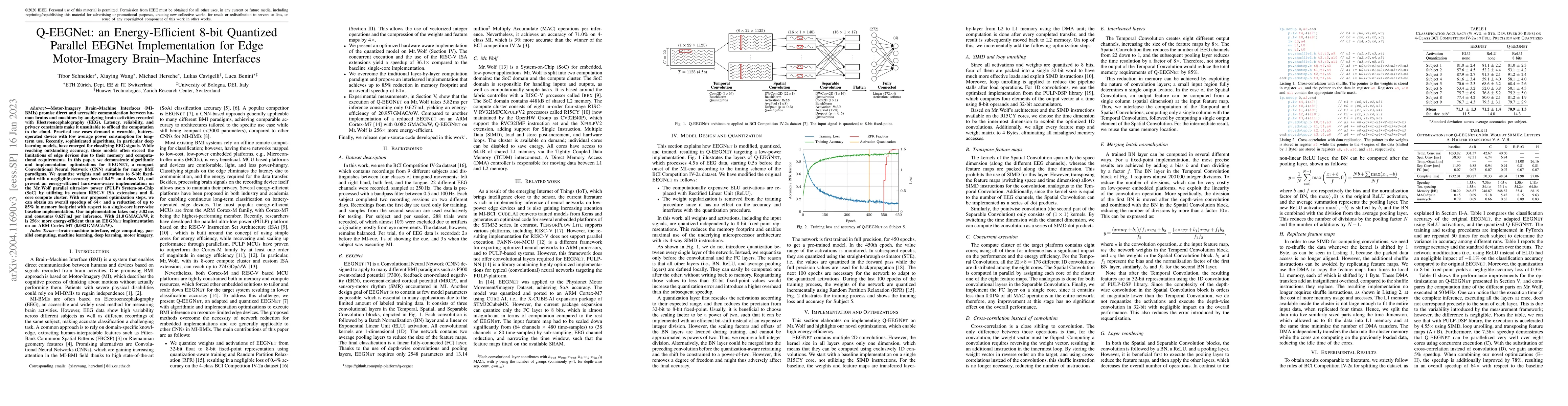 Thumbnail for Q-EEGNet: an Energy-Efficient 8-bit Quantized Parallel EEGNet
  Implementation for Edge Motor-Imagery Brain--Machine Interfaces