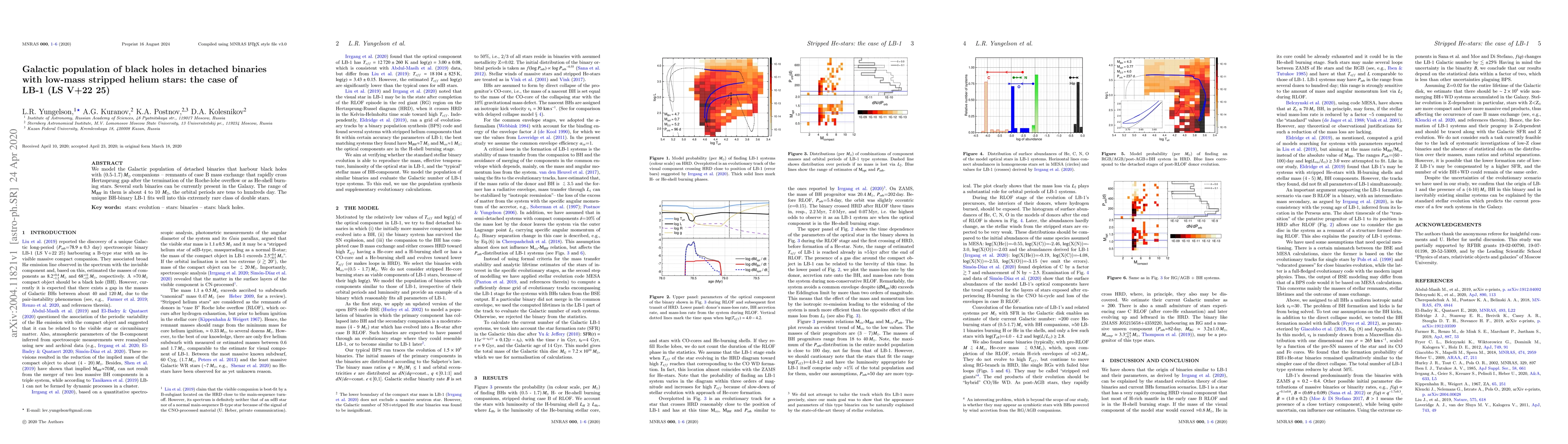 Thumbnail for Galactic population of black holes in detached binaries with low-mass
  stripped helium stars: the case of LB-1 (LS~V+22~25)
