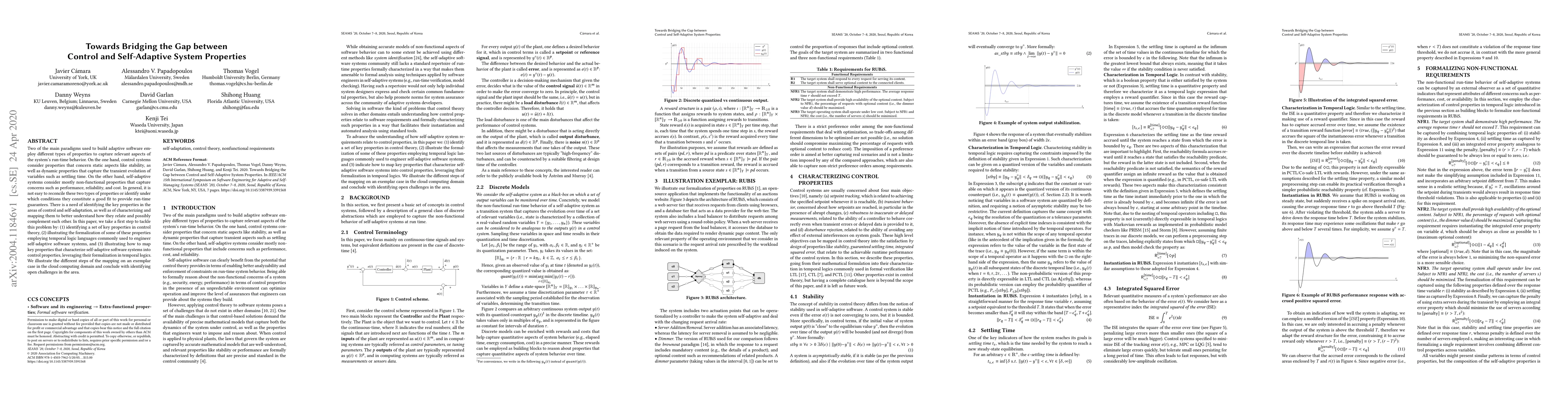 Thumbnail for Towards Bridging the Gap between Control and Self-Adaptive System
  Properties