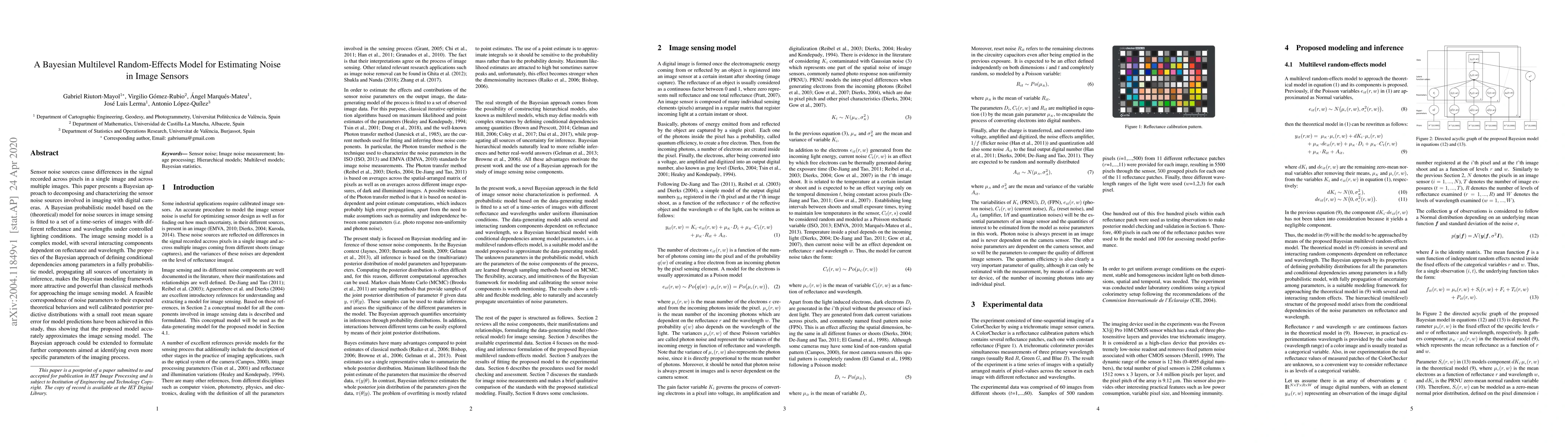 Thumbnail for A Bayesian Multilevel Random-Effects Model for Estimating Noise in Image
  Sensors
