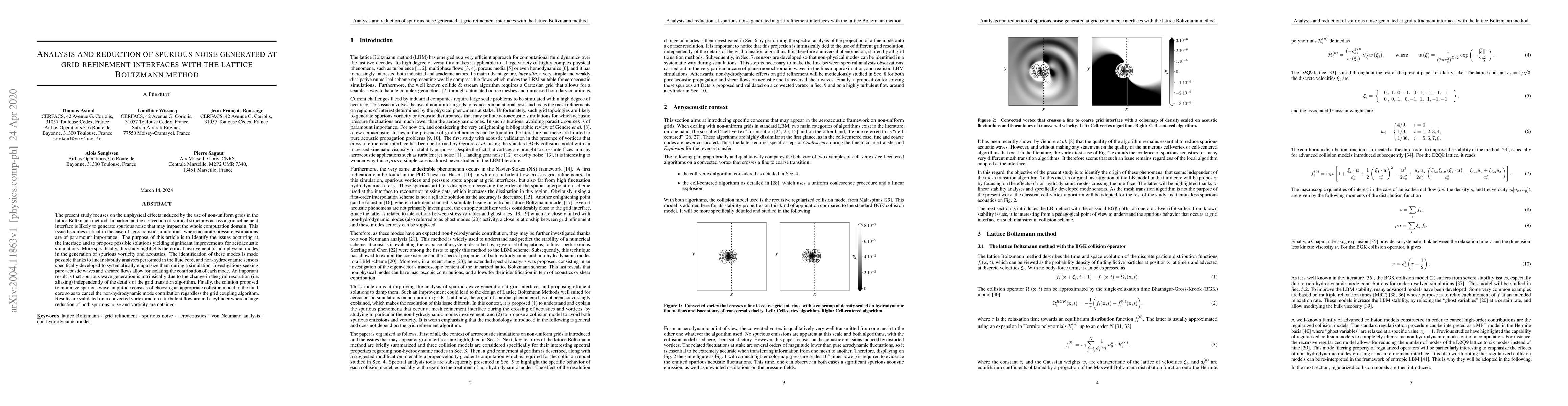 Thumbnail for Analysis and reduction of spurious noise generated at grid refinement
  interfaces with the lattice Boltzmann method