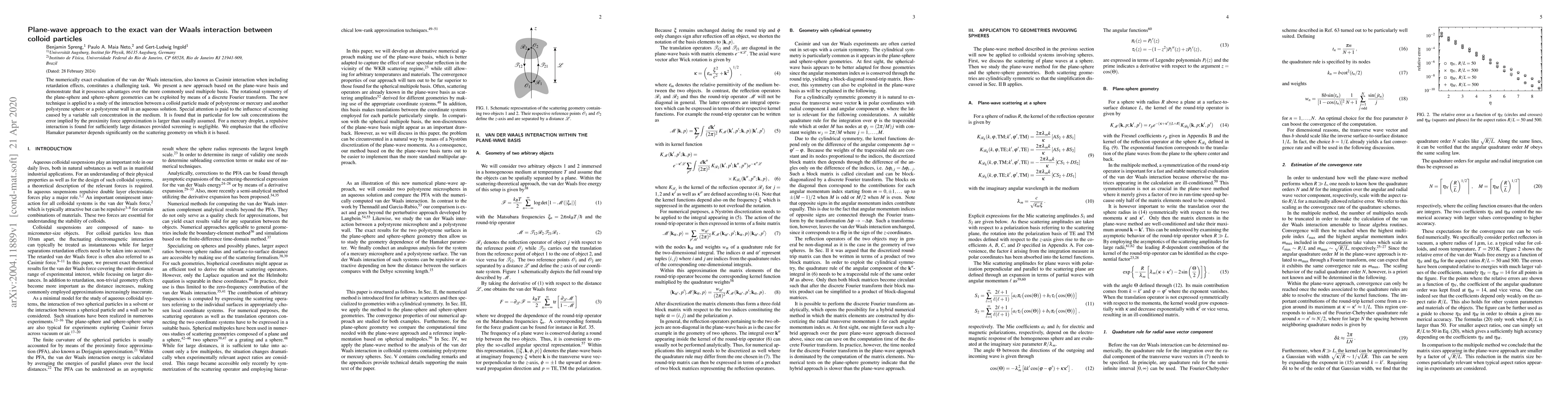 Thumbnail for Plane-wave approach to the exact van der Waals interaction between
  colloid particles