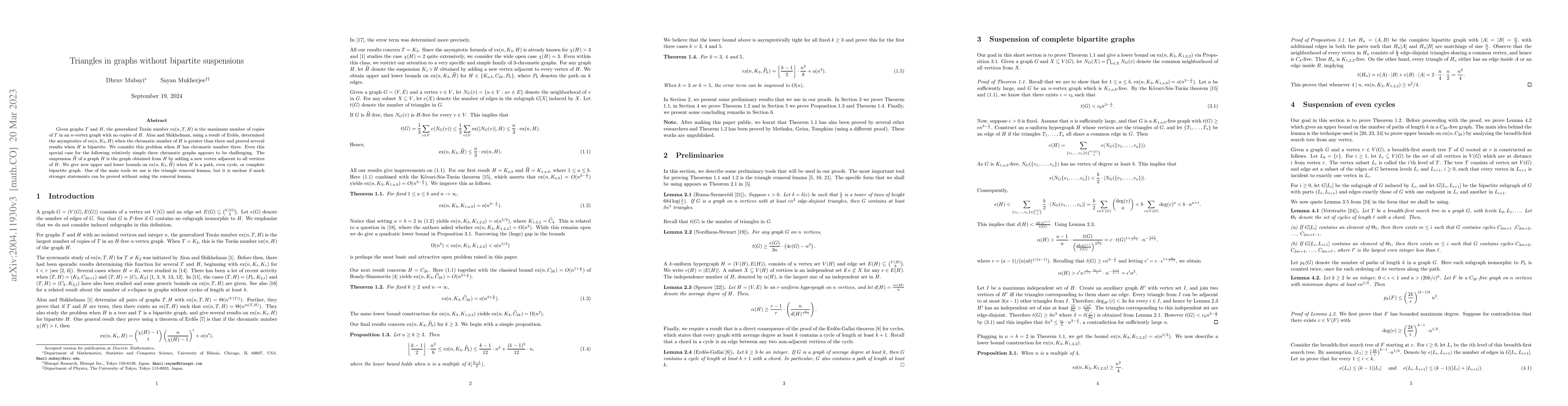 Thumbnail for Triangles in graphs without bipartite suspensions