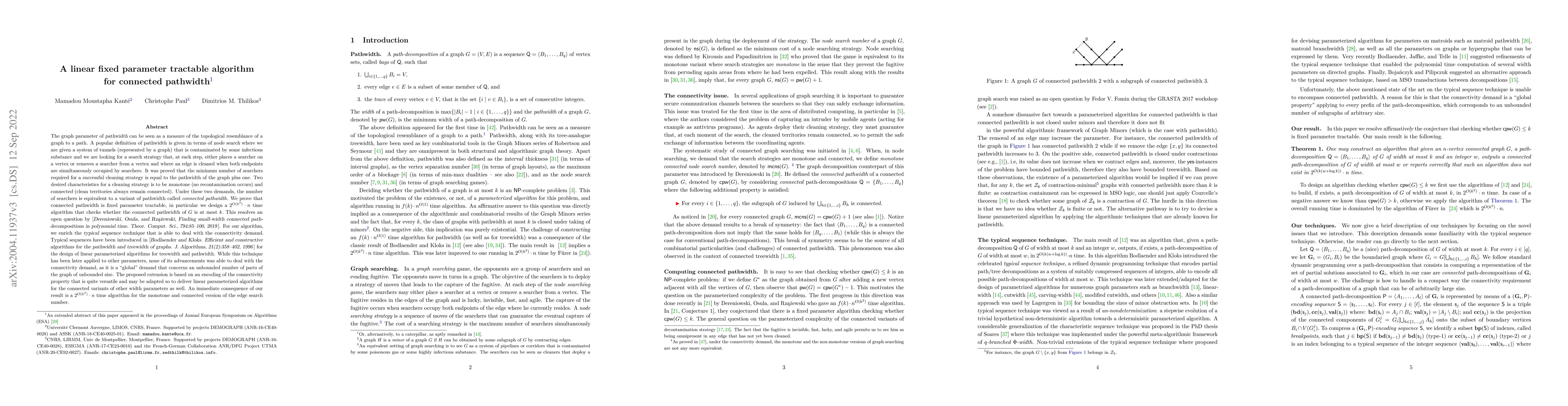 Thumbnail for A linear fixed parameter tractable algorithm for connected pathwidth