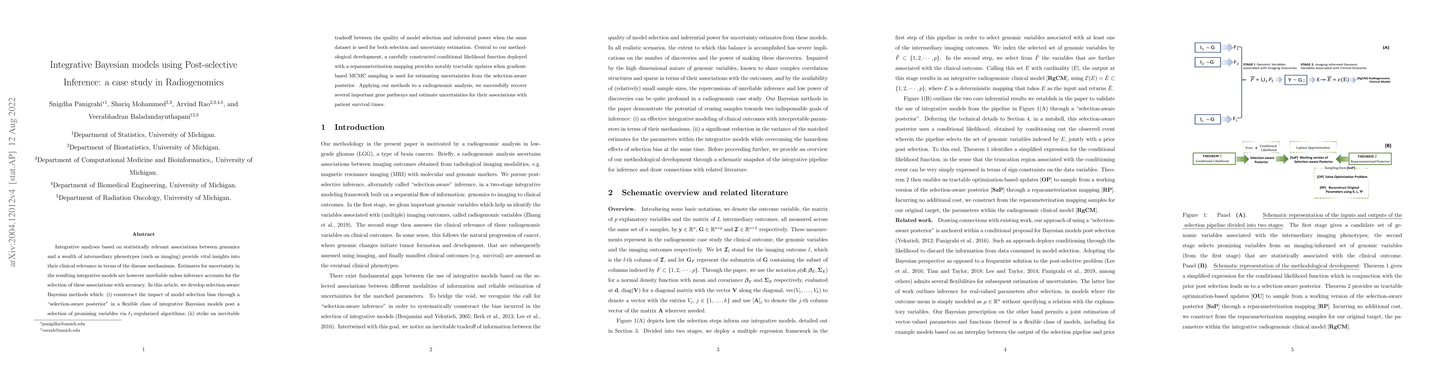 Thumbnail for Integrative Bayesian models using Post-selective Inference: a case study
  in Radiogenomics