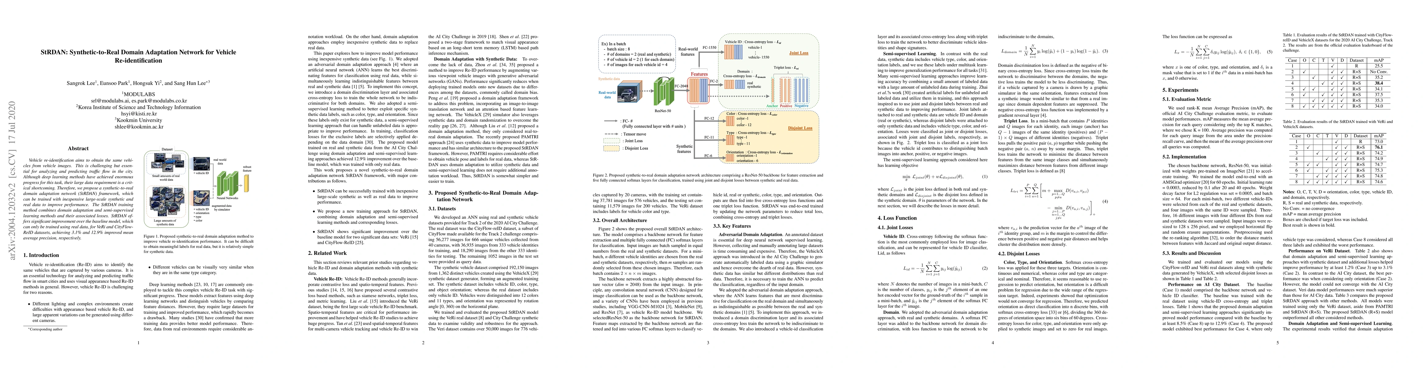 Thumbnail for StRDAN: Synthetic-to-Real Domain Adaptation Network for Vehicle
  Re-Identification