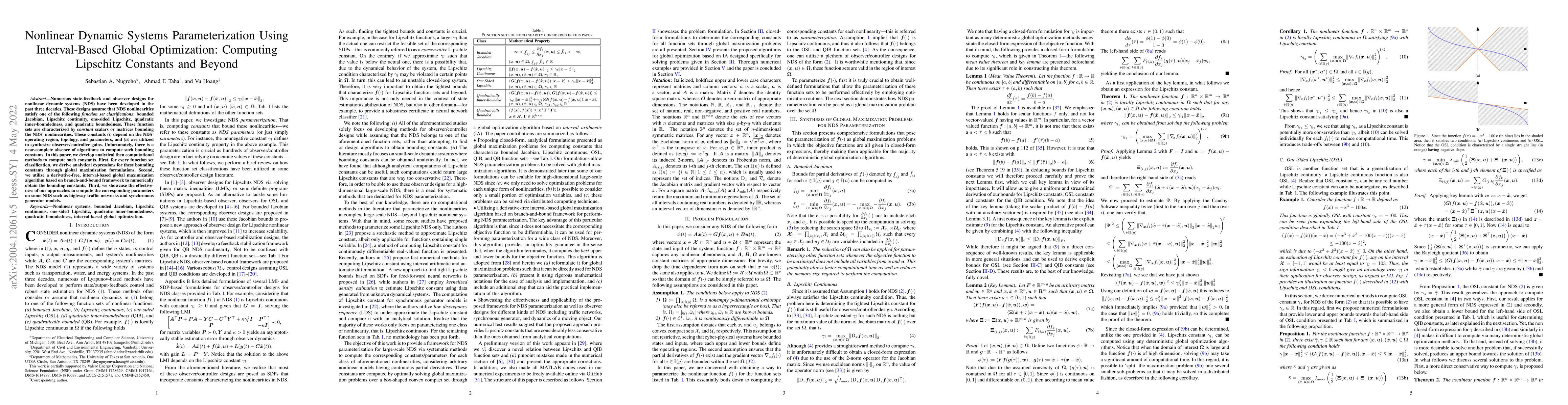 Thumbnail for Nonlinear Dynamic Systems Parameterization Using Interval-Based Global
  Optimization: Computing Lipschitz Constants and Beyond