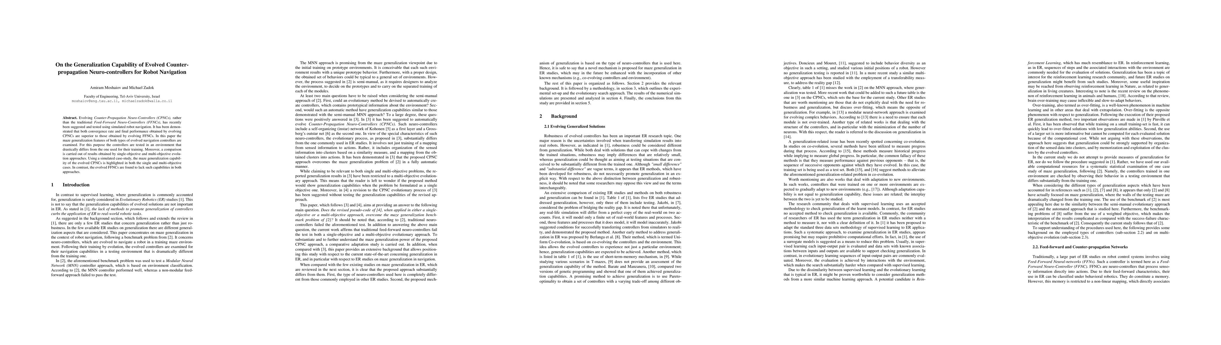 Thumbnail for On the Generalization Capability of Evolved Counter-propagation
  Neuro-controllers for Robot Navigation