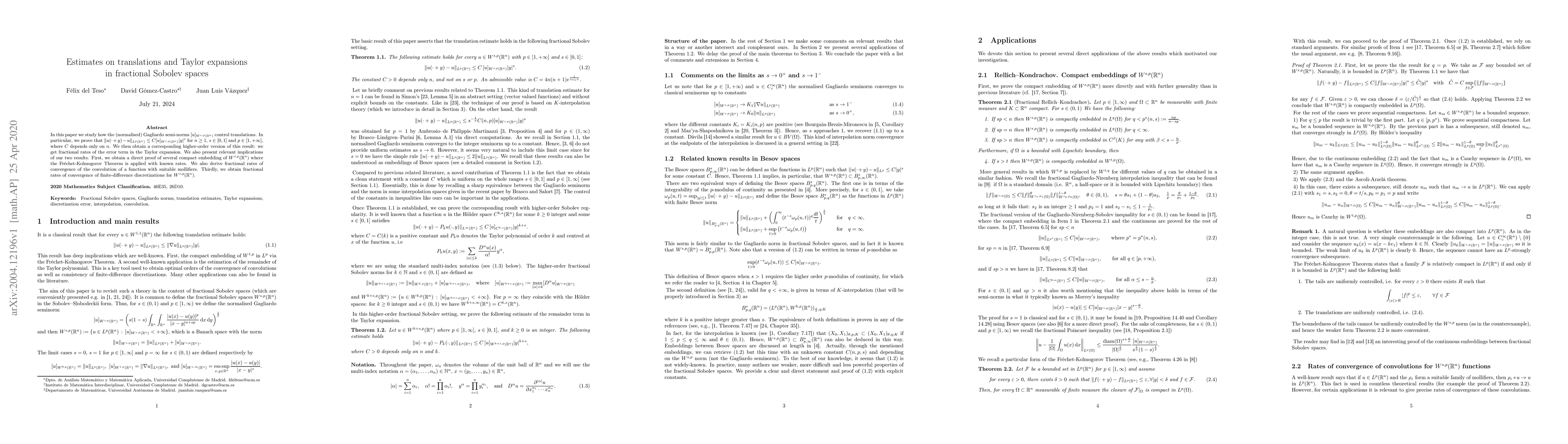 Thumbnail for Estimates on translations and Taylor expansions in fractional Sobolev
  spaces