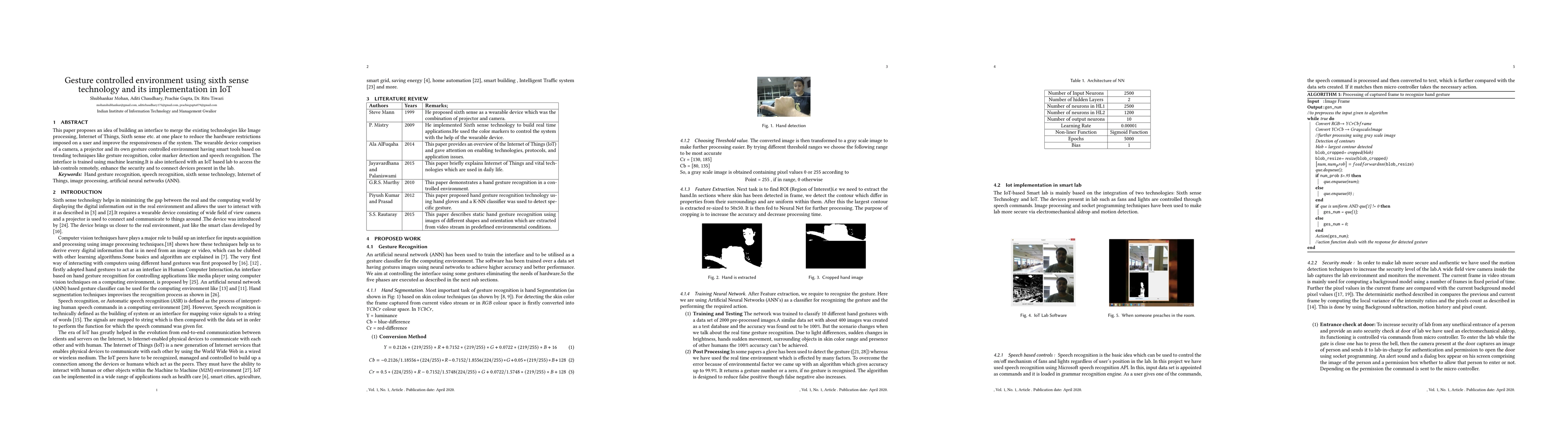 Thumbnail for Gesture controlled environment using sixth sense technology and its
  implementation in IoT