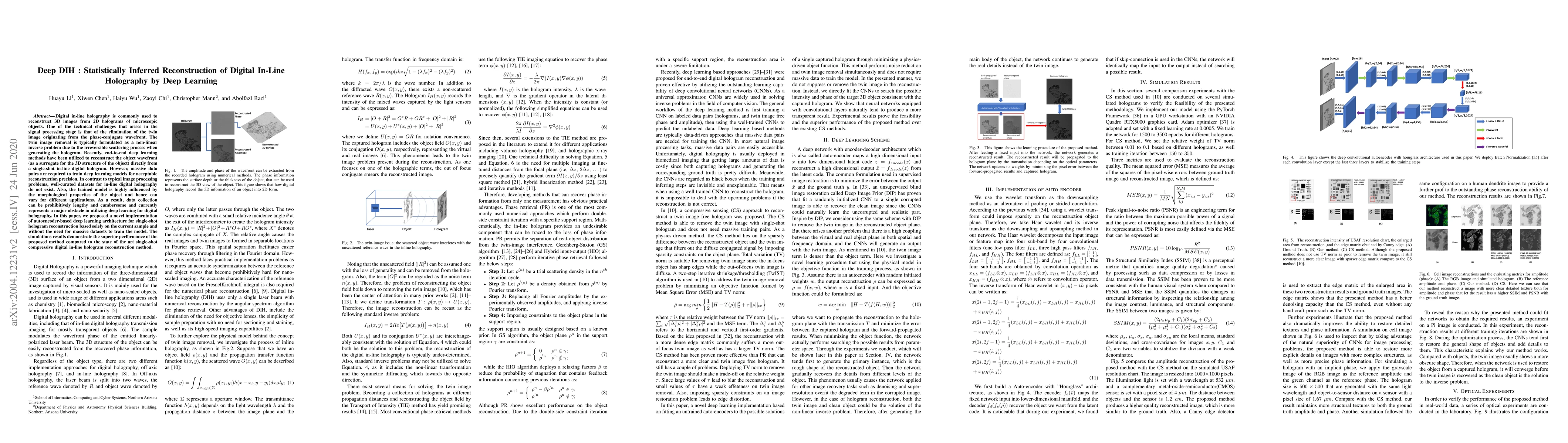 Thumbnail for Deep DIH : Statistically Inferred Reconstruction of Digital In-Line
  Holography by Deep Learning