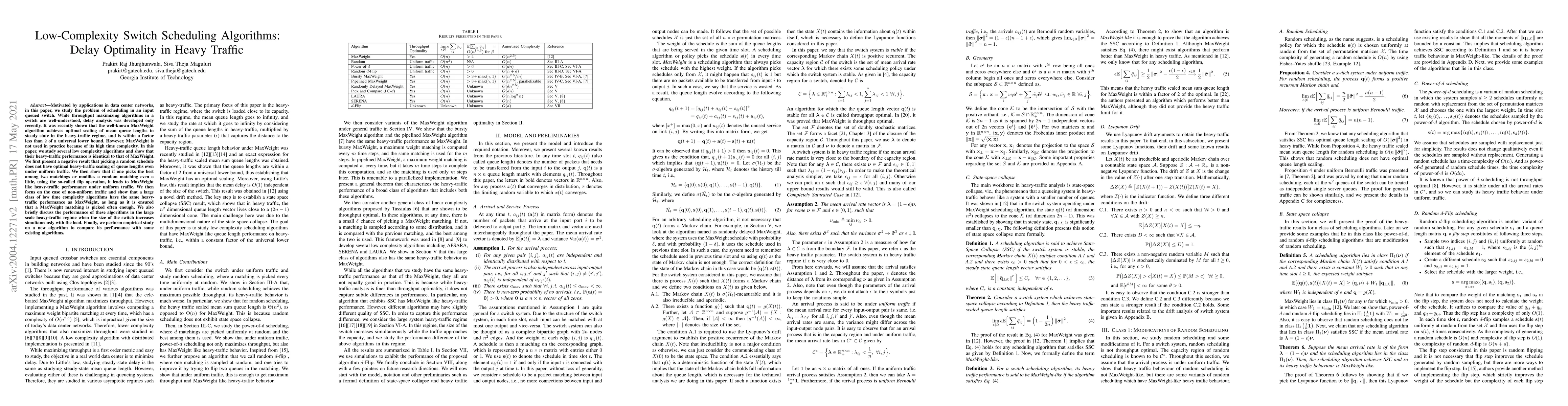 Thumbnail for Low-Complexity Switch Scheduling Algorithms: Delay Optimality in Heavy
  Traffic