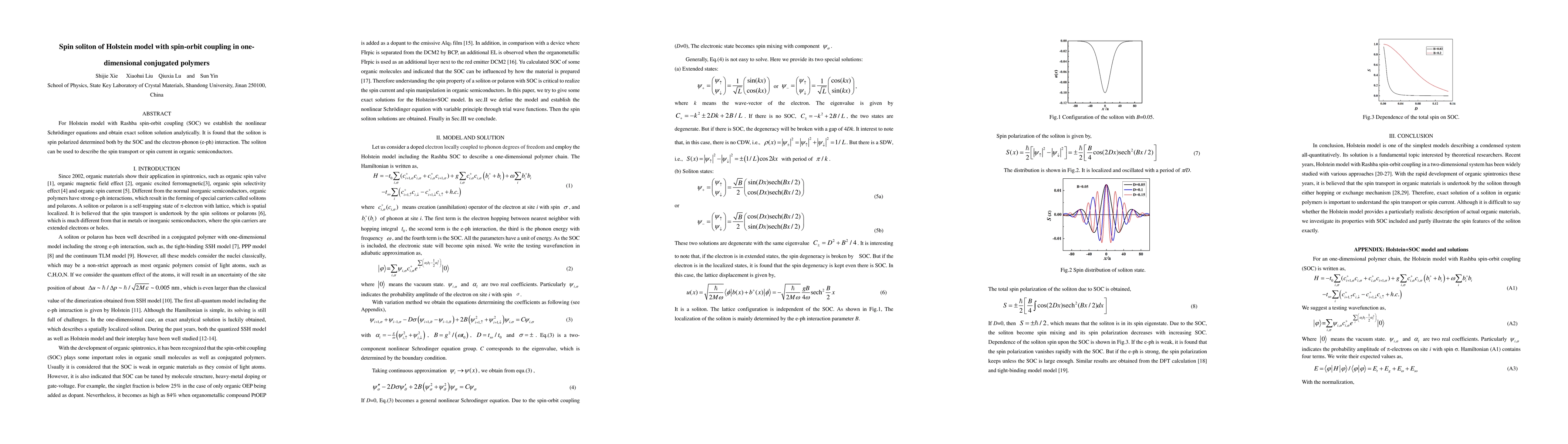 Thumbnail for Spin soliton of Holstein model with spin-orbit coupling in
  one-dimensional conjugated polymers