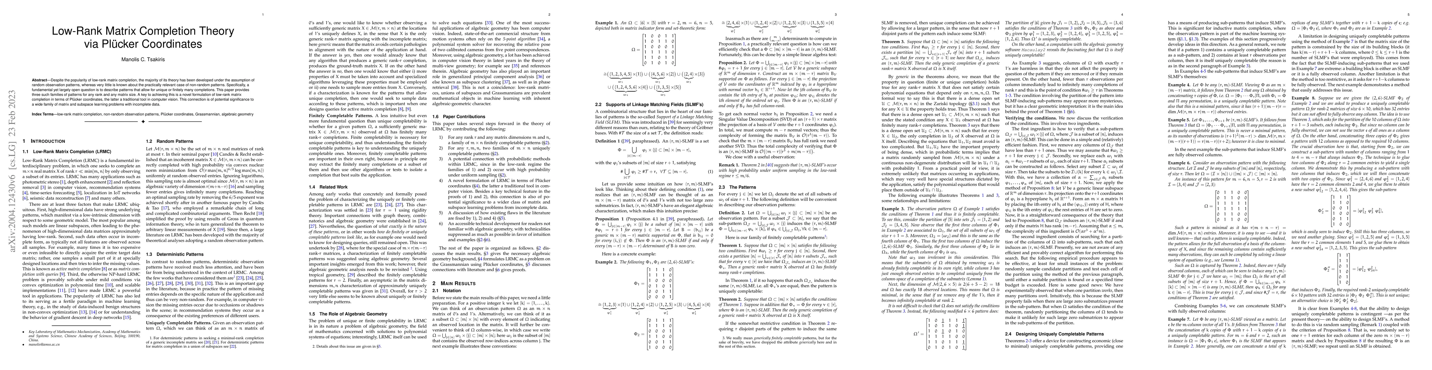 Thumbnail for Low-rank matrix completion theory via Plucker coordinates
