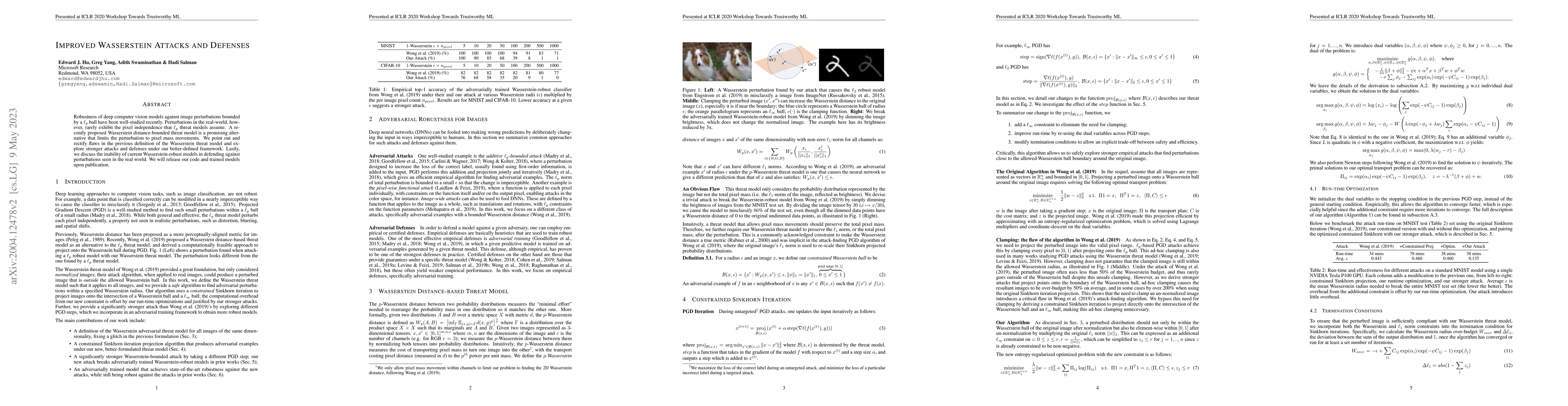 Thumbnail for Improved Image Wasserstein Attacks and Defenses