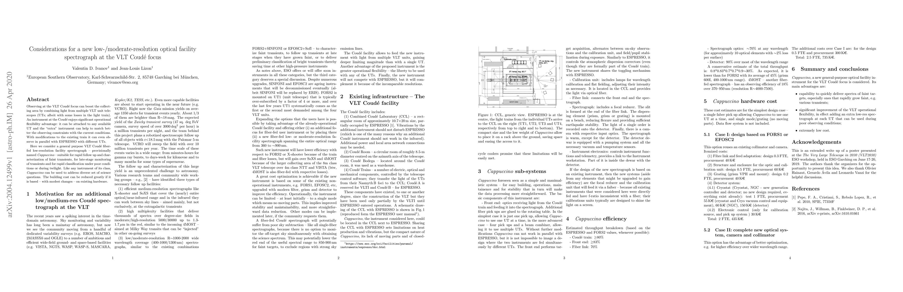 Thumbnail for Considerations for a new low-/moderate-resolution optical facility
  spectrograph at the VLT Coud\'e focus