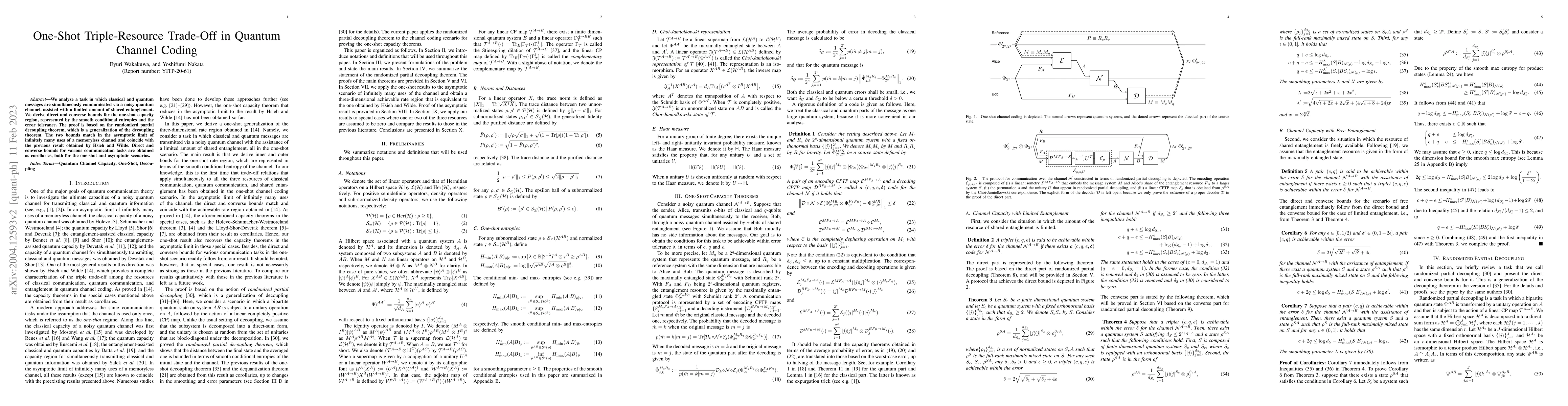 Thumbnail for One-Shot Triple-Resource Trade-Off in Quantum Channel Coding