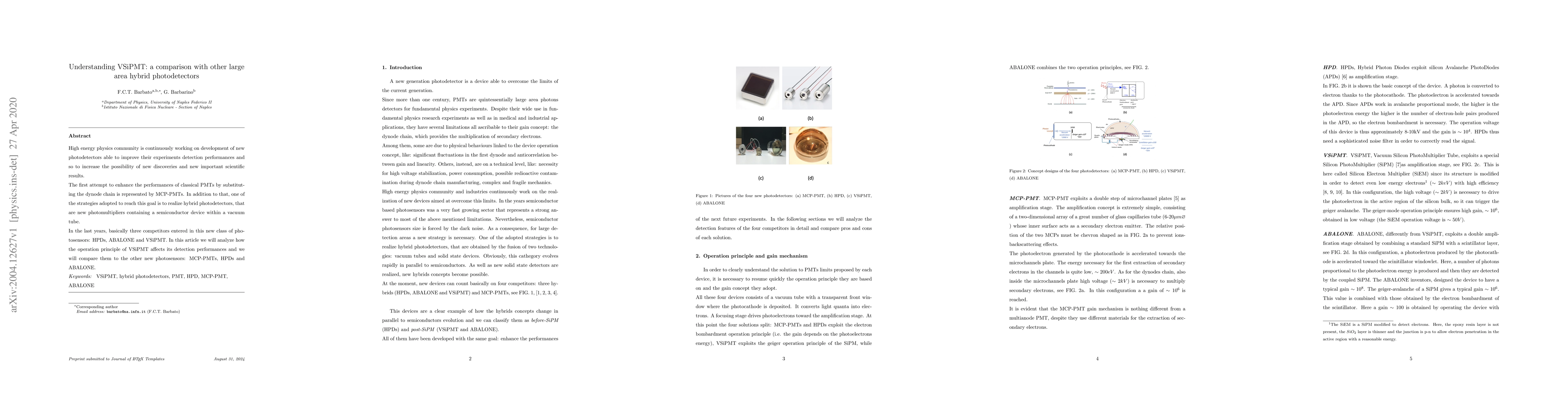 Thumbnail for Understanding VSiPMT: a comparison with other large area hybrid
  photodetectors
