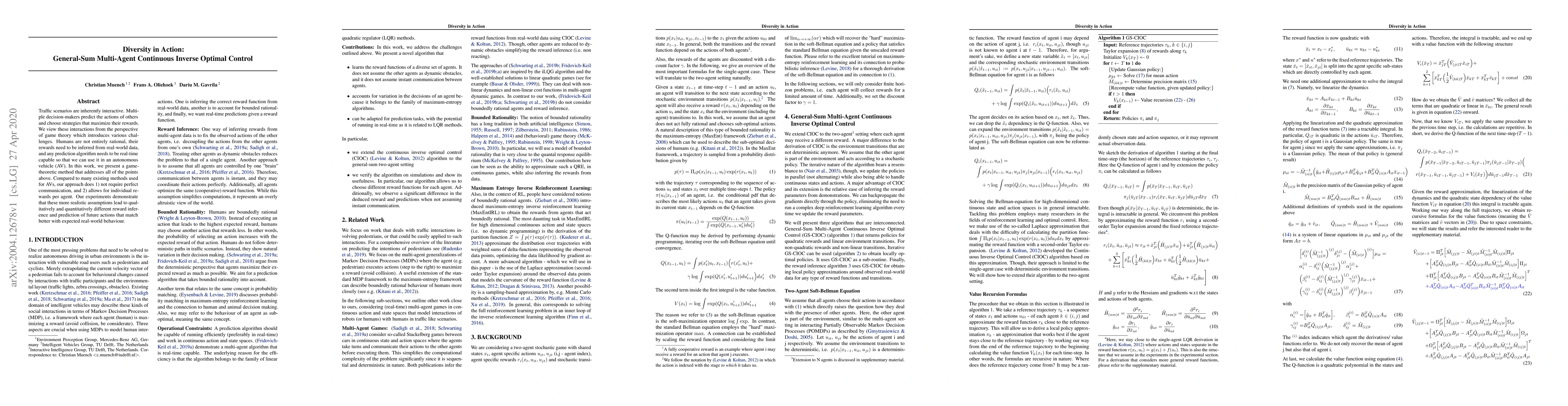 Thumbnail for Diversity in Action: General-Sum Multi-Agent Continuous Inverse Optimal
  Control