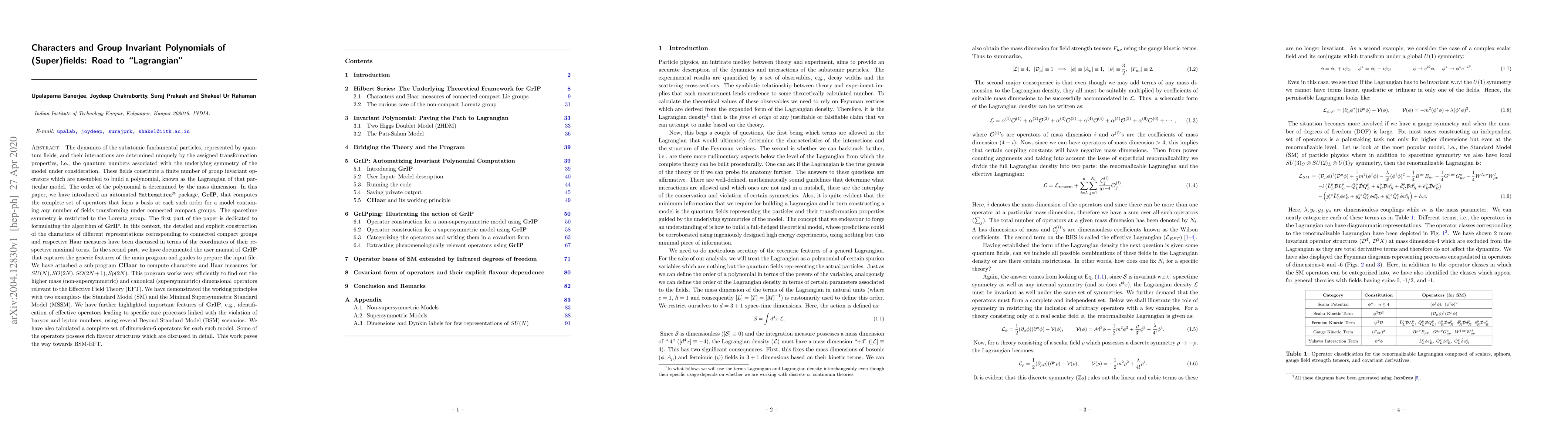 Thumbnail for Characters and Group Invariant Polynomials of (Super)fields: Road to
  "Lagrangian"