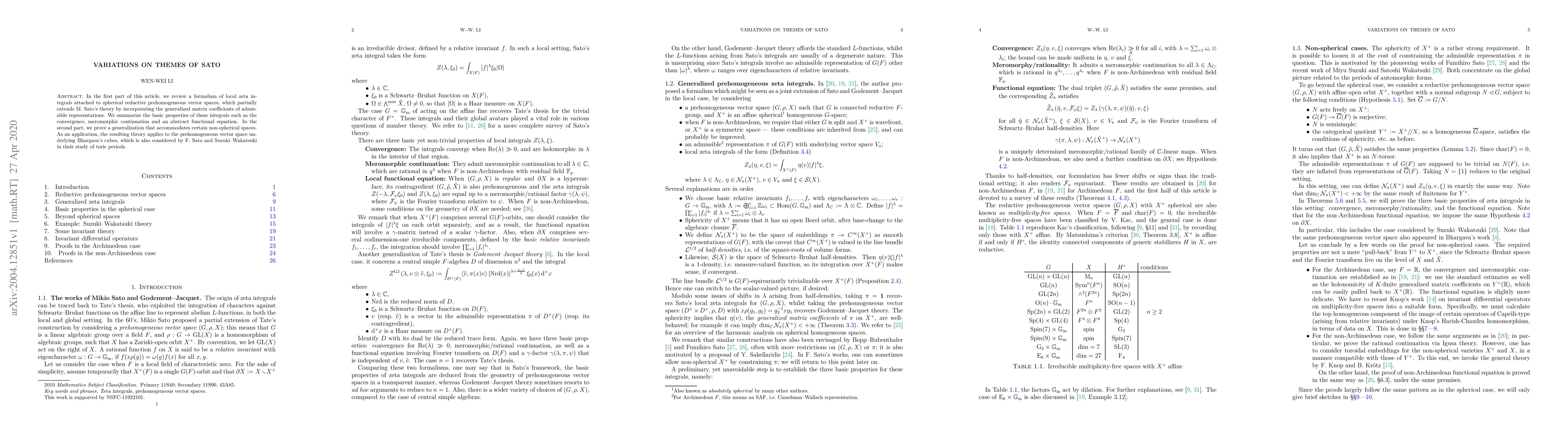 Thumbnail for Variations on themes of Sato