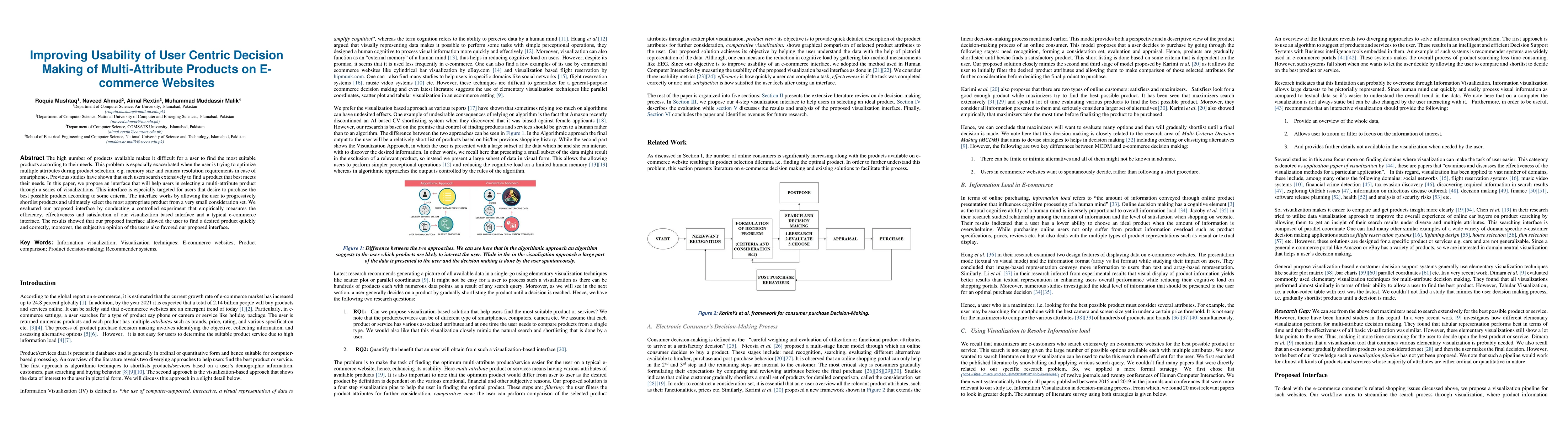 Thumbnail for Improving Usability of User Centric Decision Making of Multi-Attribute
  Products on E-commerce Websites