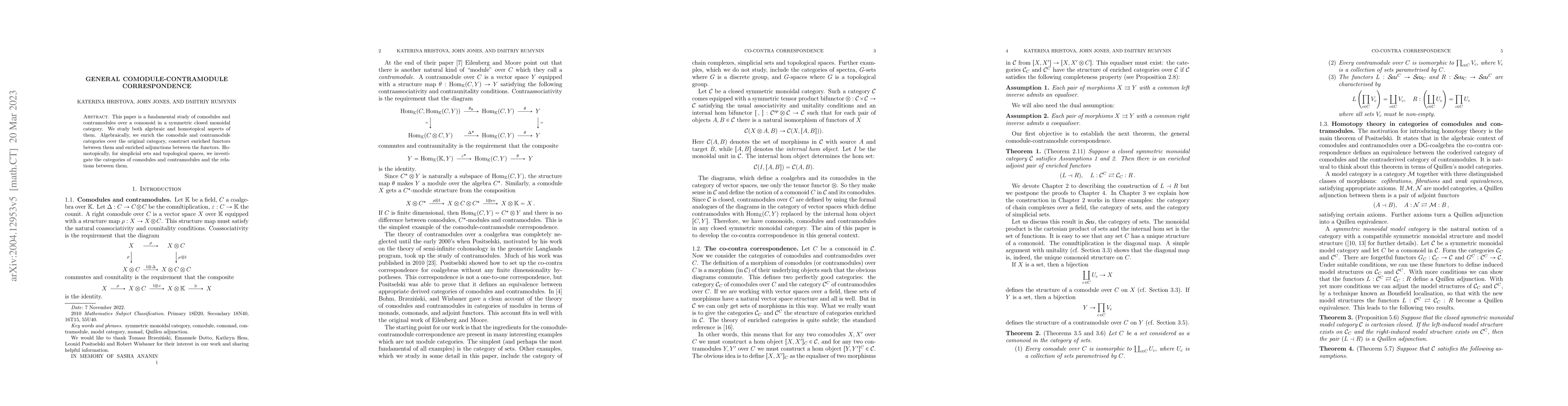 Thumbnail for General Comodule-Contramodule Correspondence