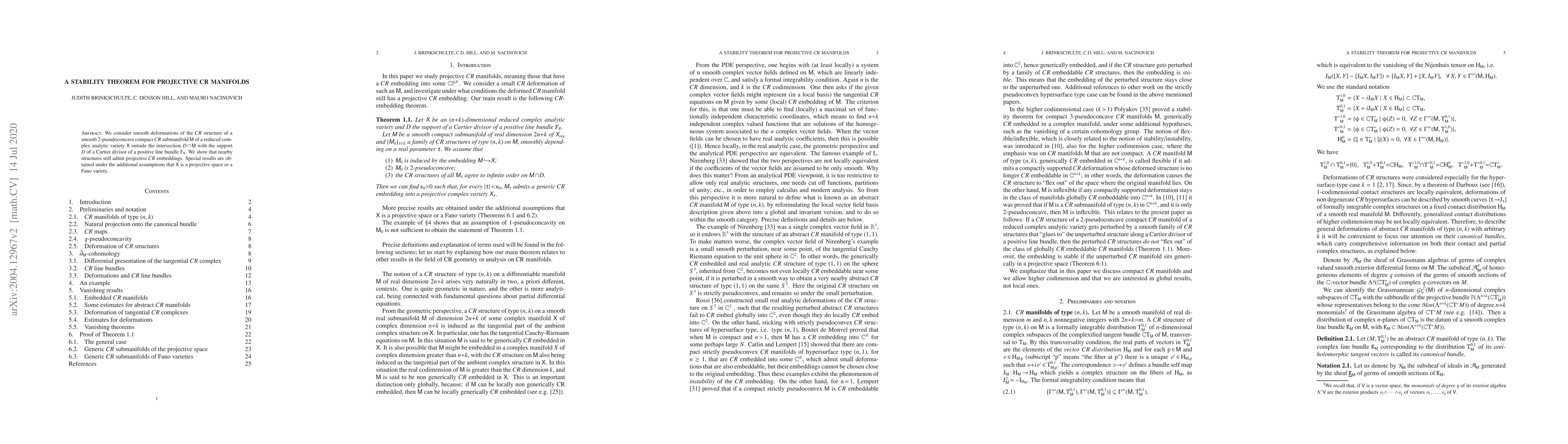 Thumbnail for A stability theorem for projective $CR$ manifolds