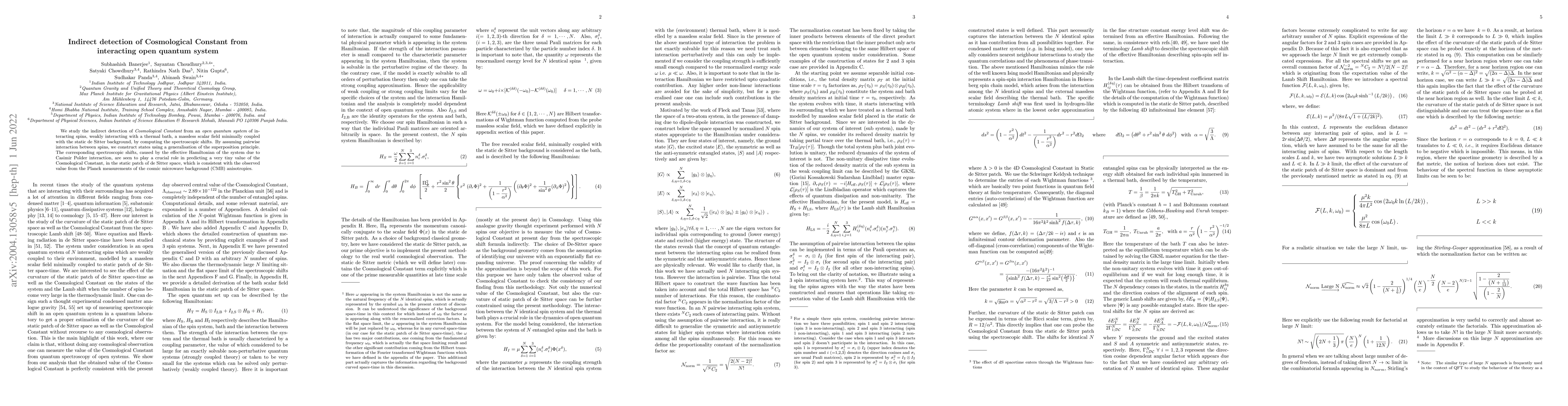 Thumbnail for Indirect detection of Cosmological Constant from interacting open
  quantum system