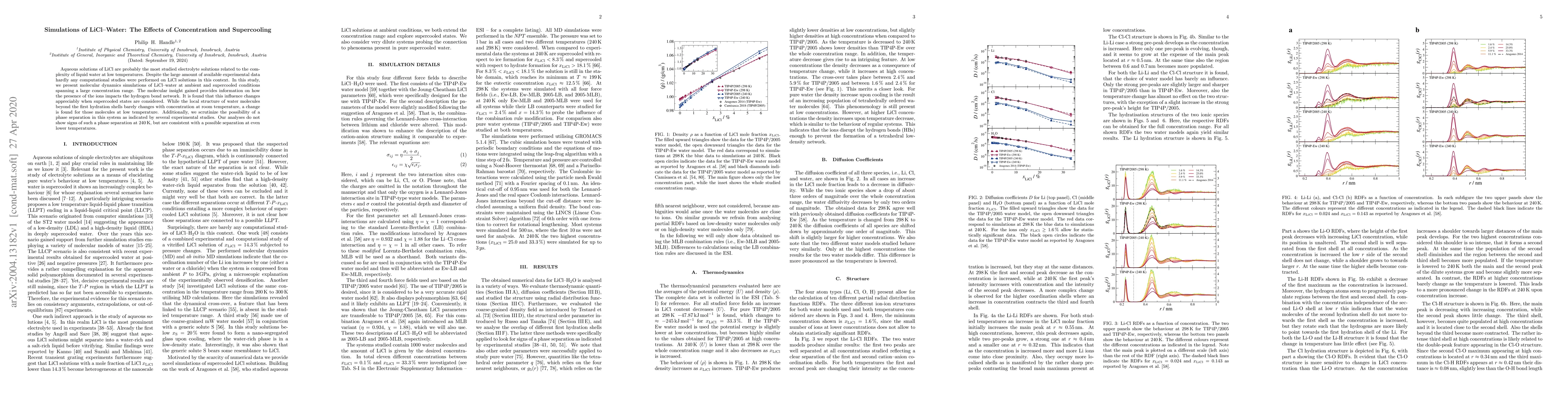 Thumbnail for Simulations of LiCl-Water: The Effects of Concentration and Supercooling
