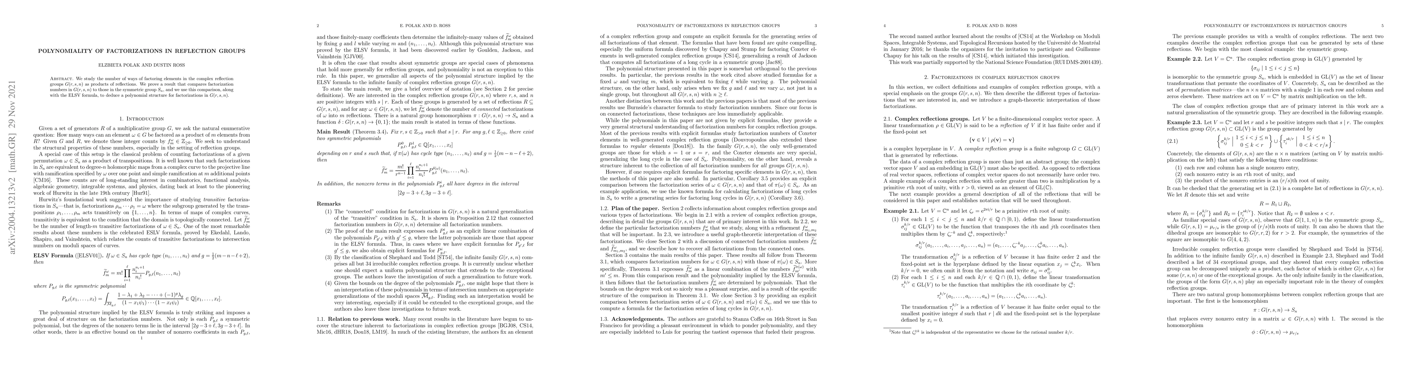 Thumbnail for Polynomiality of factorizations in reflection groups