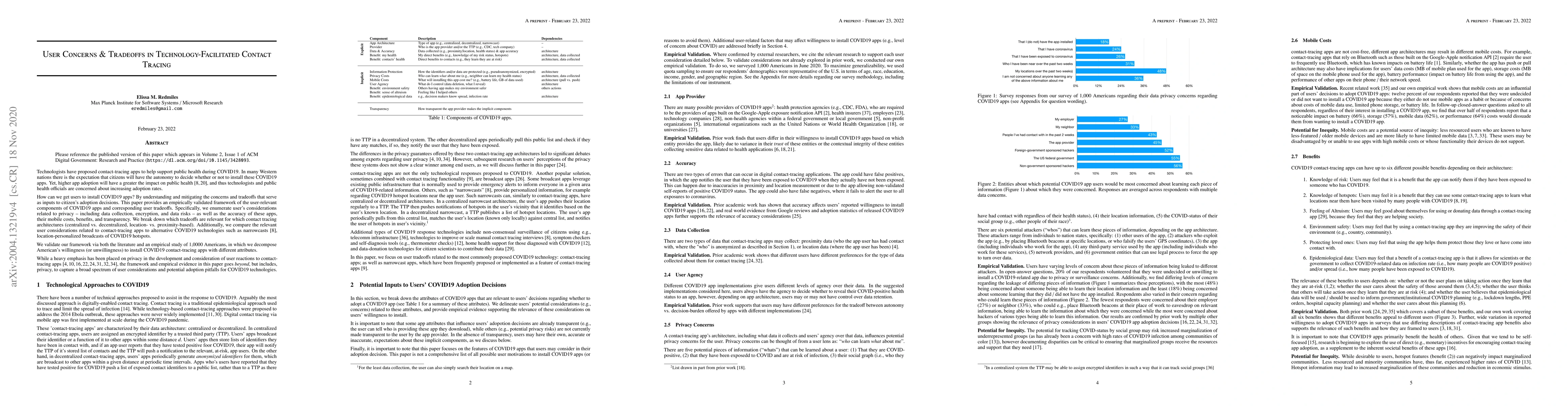 Thumbnail for User Concerns & Tradeoffs in Technology-Facilitated Contact Tracing