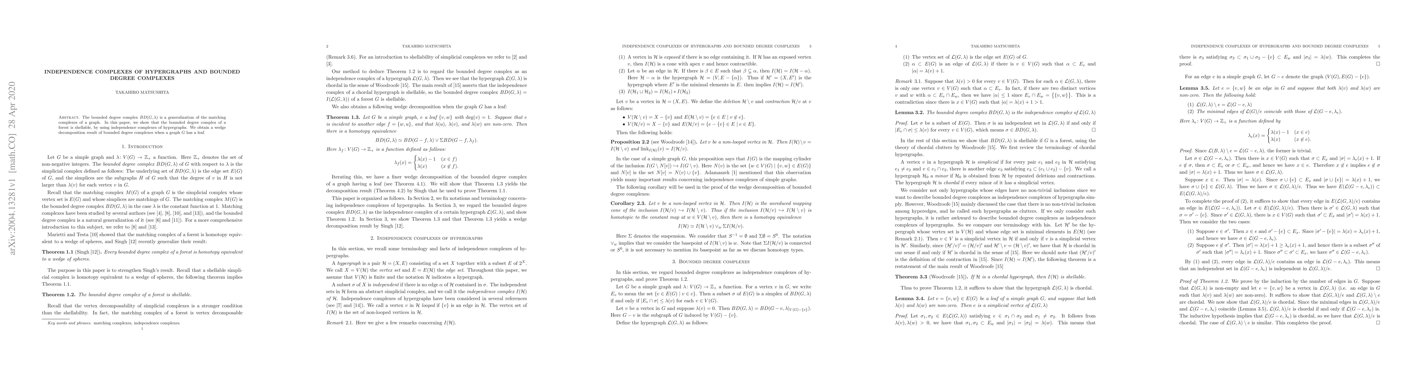 Thumbnail for Independence complexes of hypergraphs and bounded degree complexes