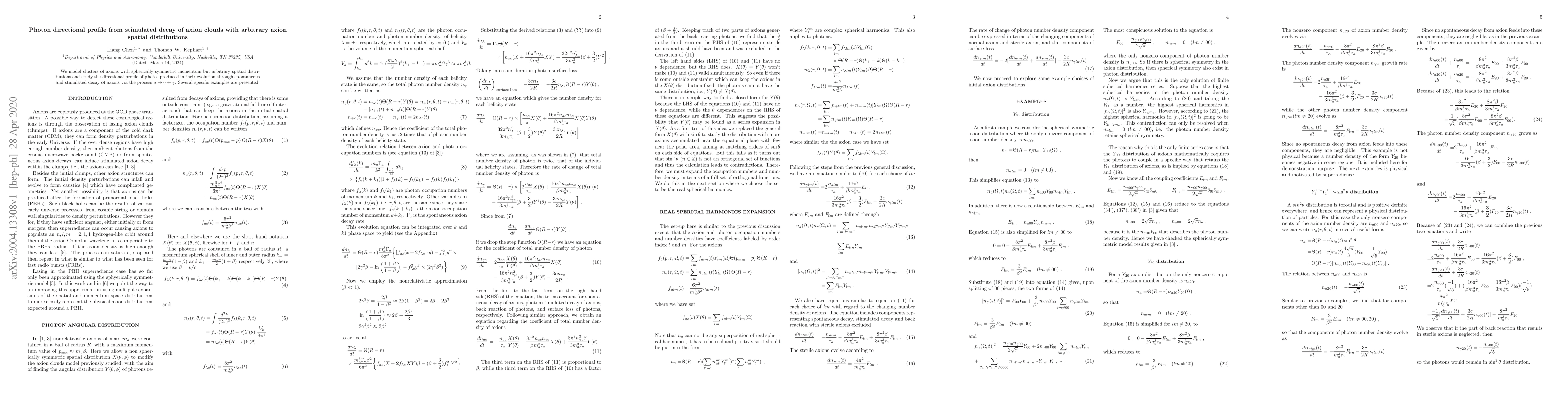 Thumbnail for Photon directional profile from stimulated decay of axion clouds with
  arbitrary axion spatial distributions