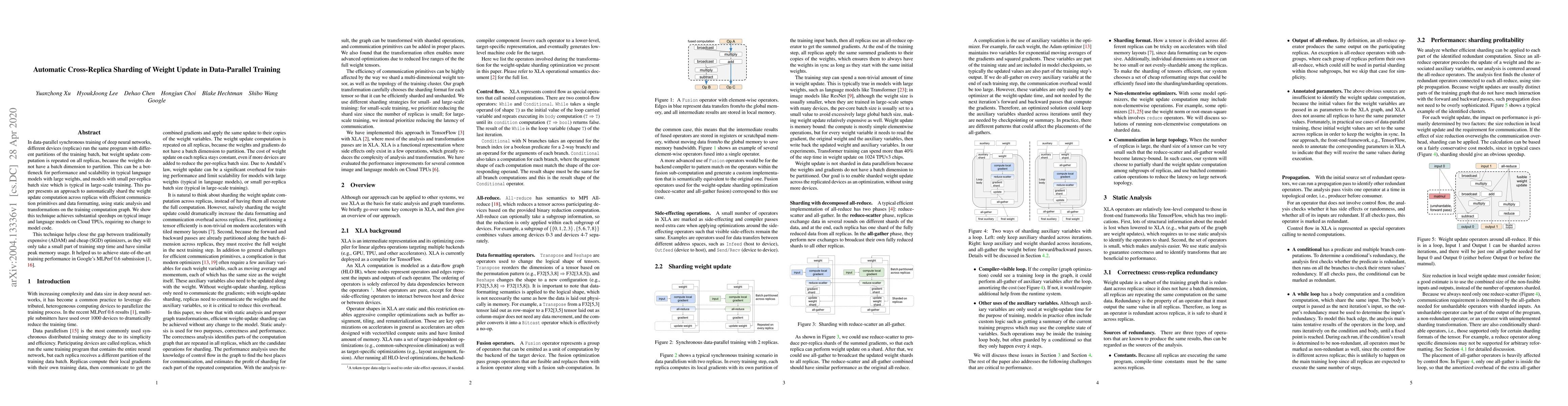 Thumbnail for Automatic Cross-Replica Sharding of Weight Update in Data-Parallel
  Training