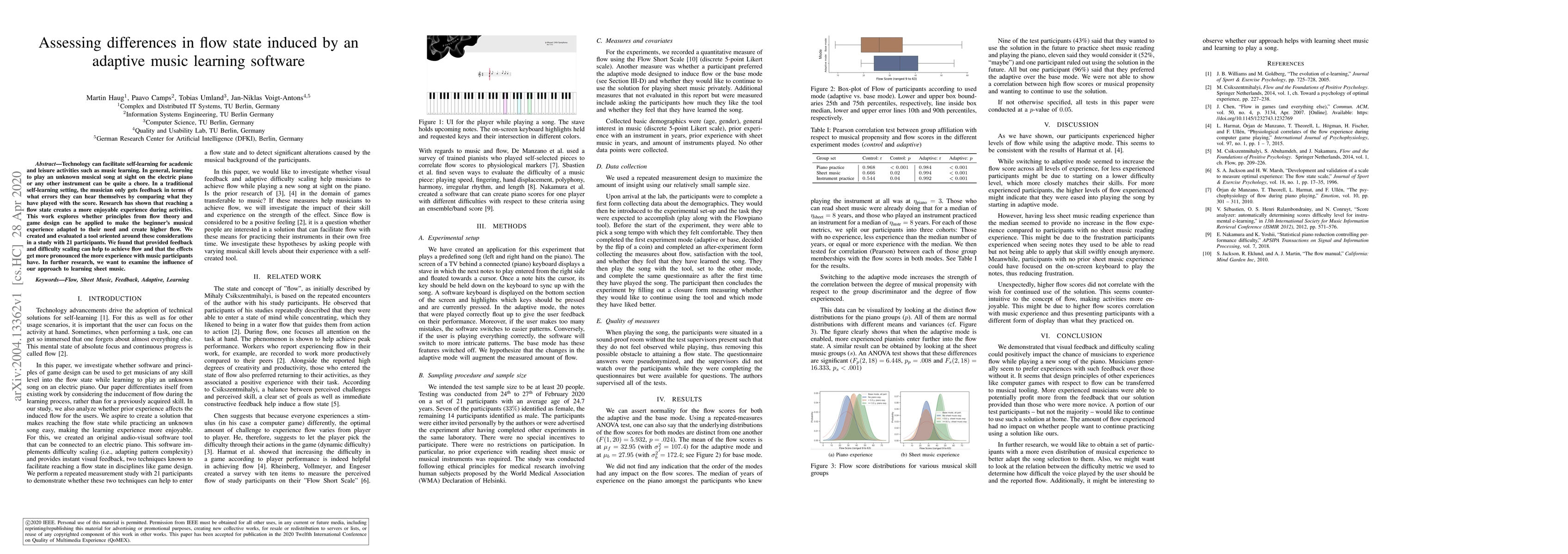 Thumbnail for Assessing differences in flow state induced by an adaptive music
  learning software