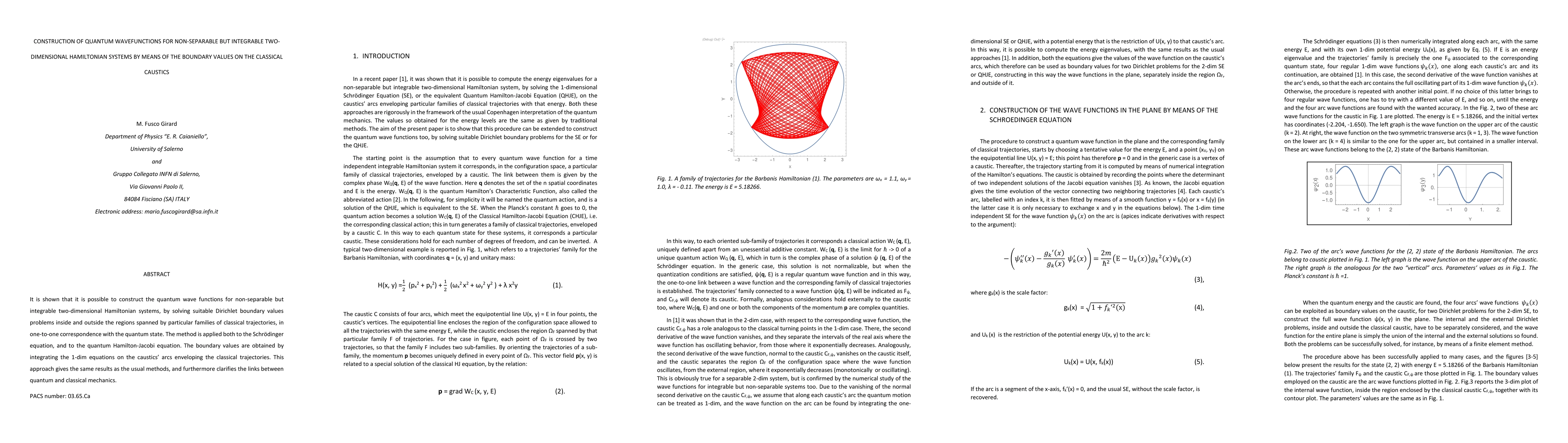 Thumbnail for Construction of quantum wavefunctions for non-separable but integrable
  two-dimensional Hamiltonian systems by means of the boundary values on the
  classical caustics