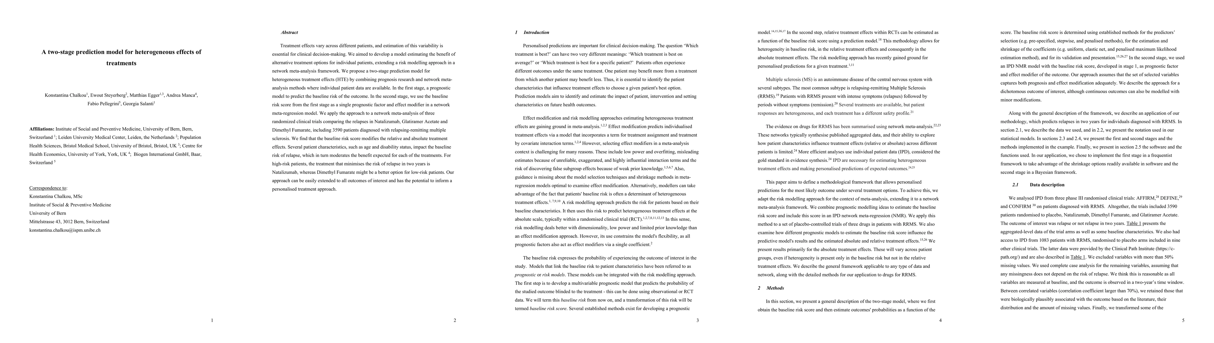 Thumbnail for A two-stage prediction model for heterogeneous effects of many treatment
  options: application to drugs for Multiple Sclerosis