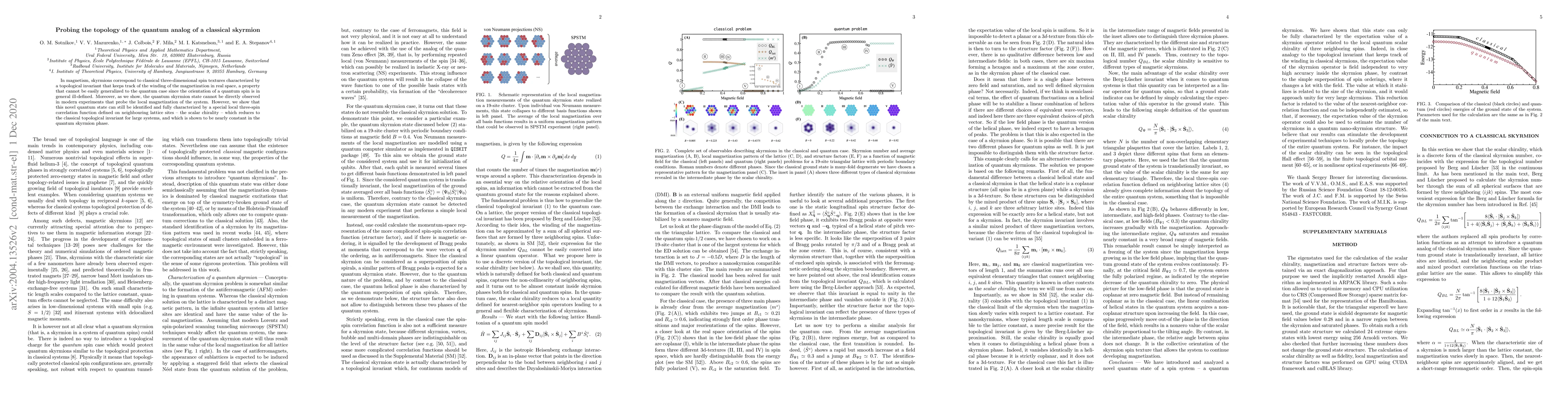 Thumbnail for Probing the topology of the quantum analog of a classical skyrmion