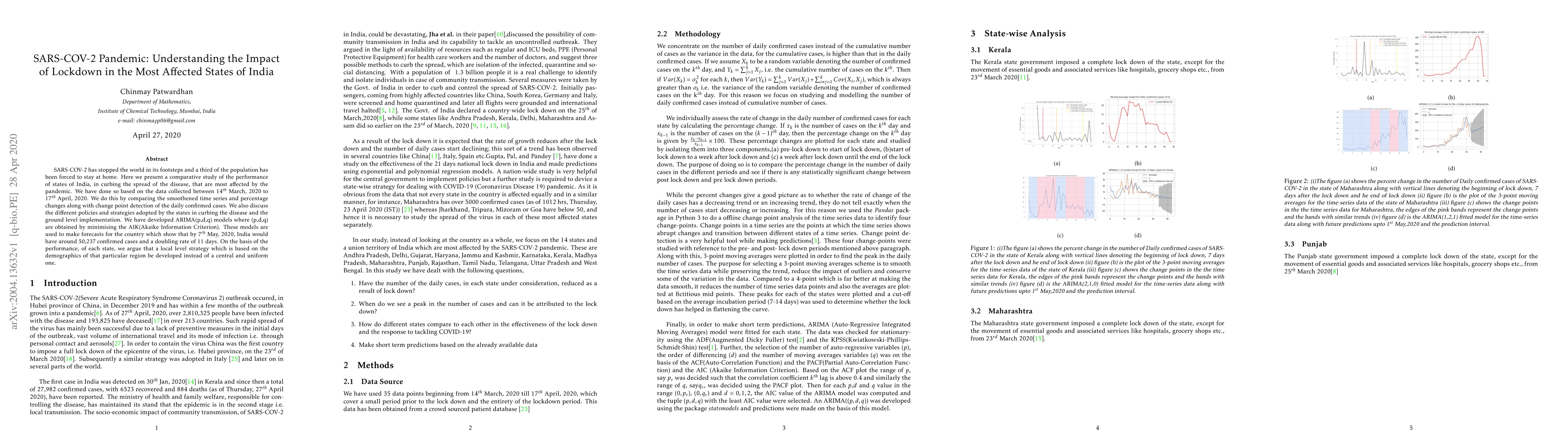Thumbnail for SARS-COV-2 Pandemic: Understanding the Impact of Lockdown in the Most
  Affected States of India